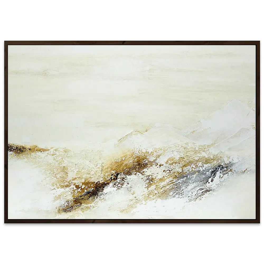 Cuadro pintado a mano con relieve en tonos tierra y blanco