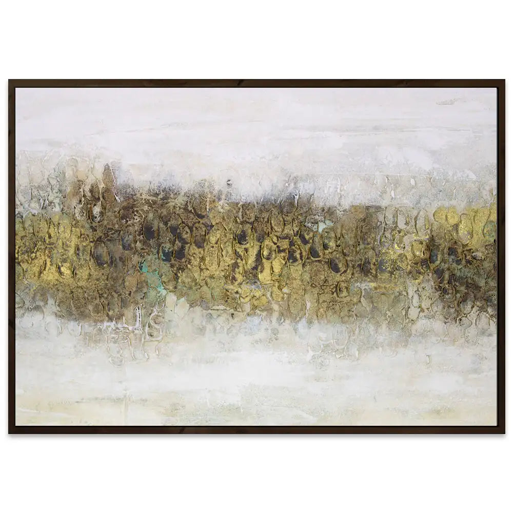 Cuadro con relieve pintado a mano en tonos tierra y dorado