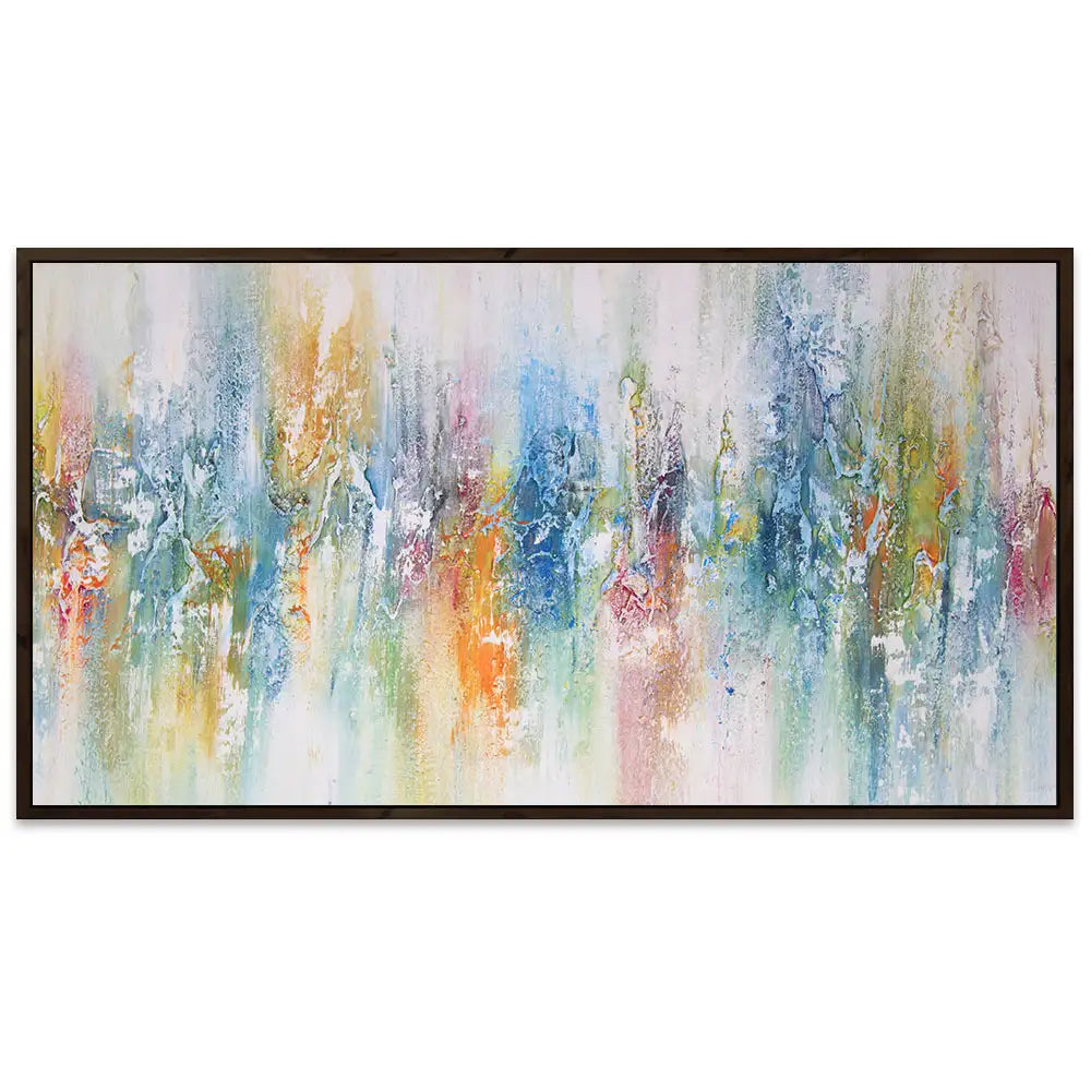 Cuadro abstracto de colores con textura pintado a mano
