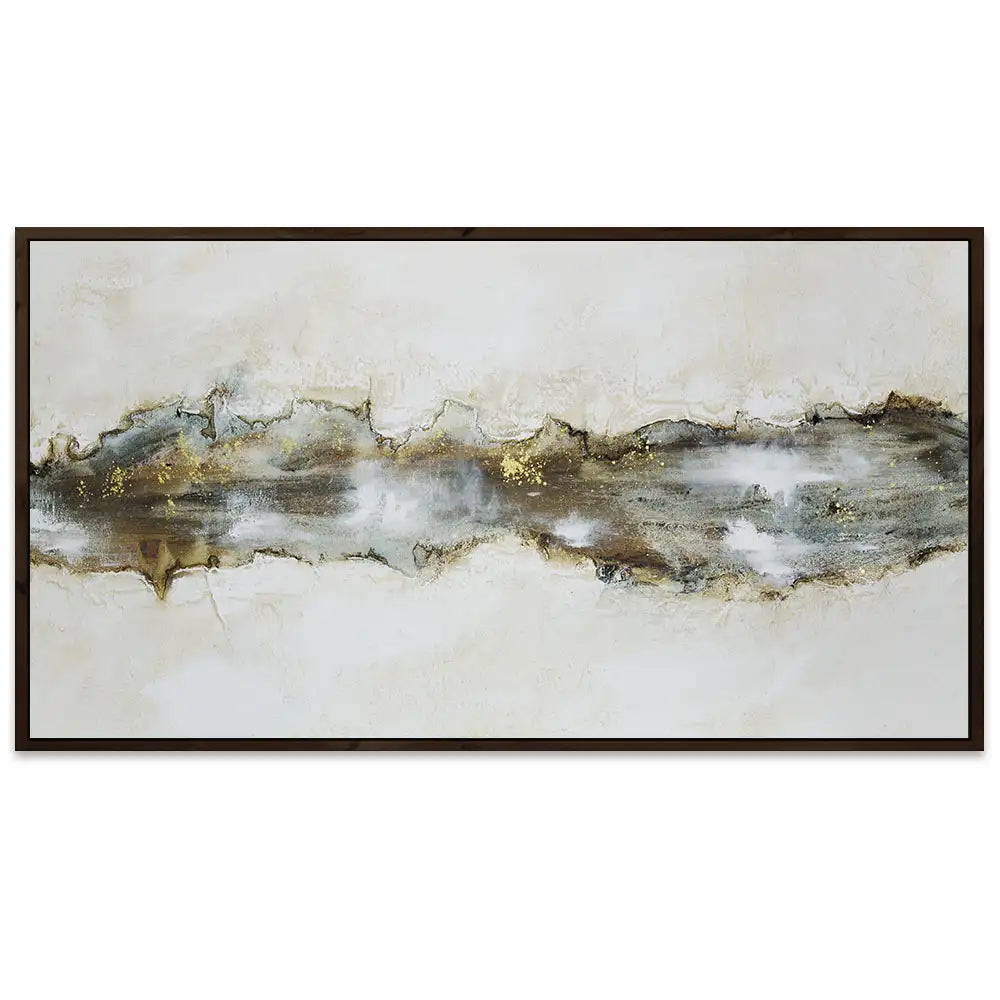 Cuadro con relieve pintado a mano en tonos beige y grafito