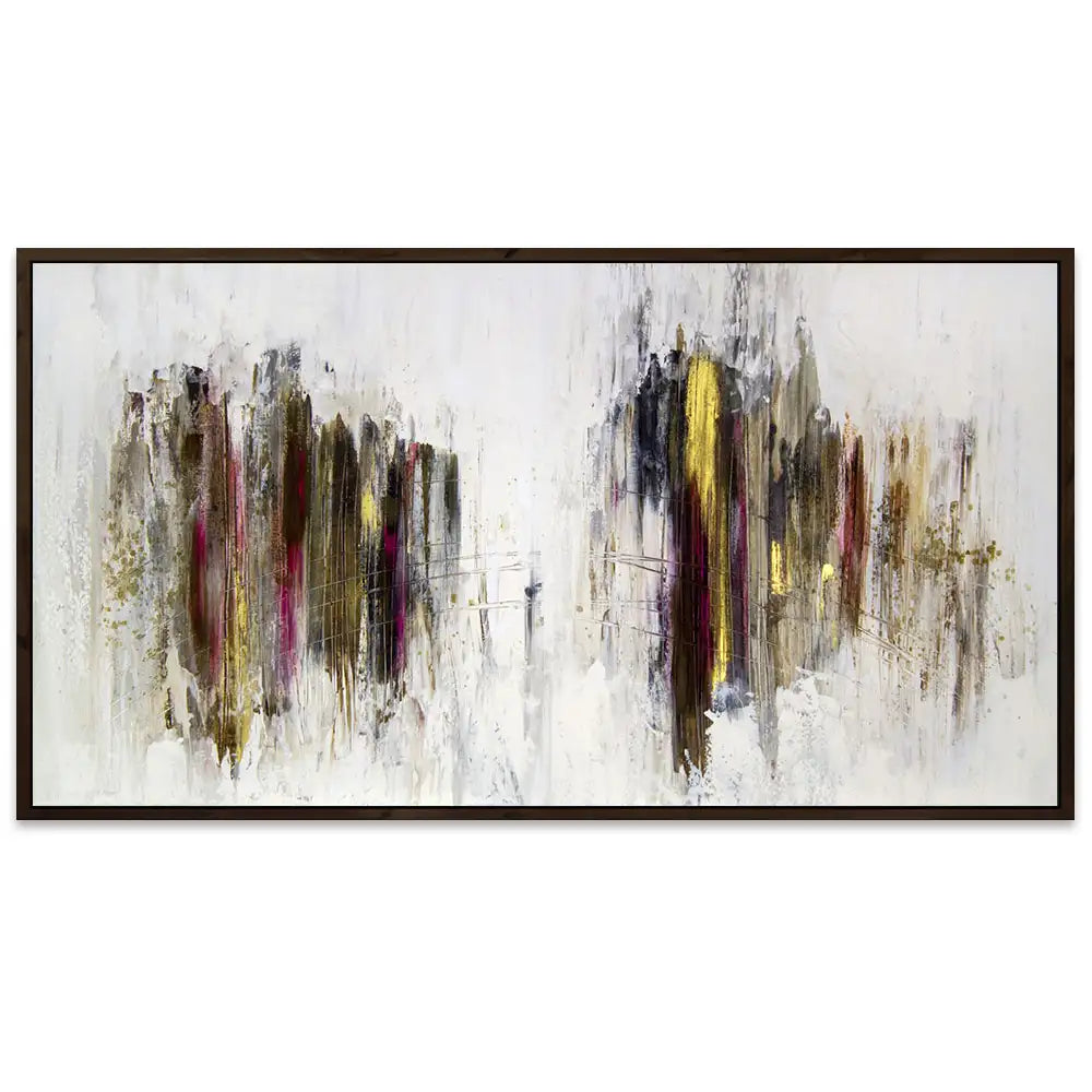 Cuadro abstracto elegante en tonos oscuros y dorados