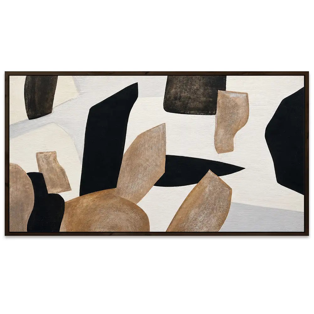 Cuadro abstracto pintado a mano con formas orgánicas