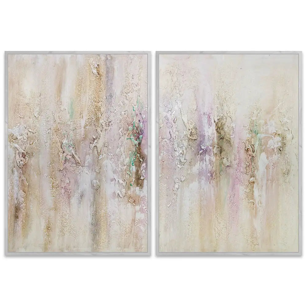 Cuadro pintado a mano con relieve en tonos metálicos suaves