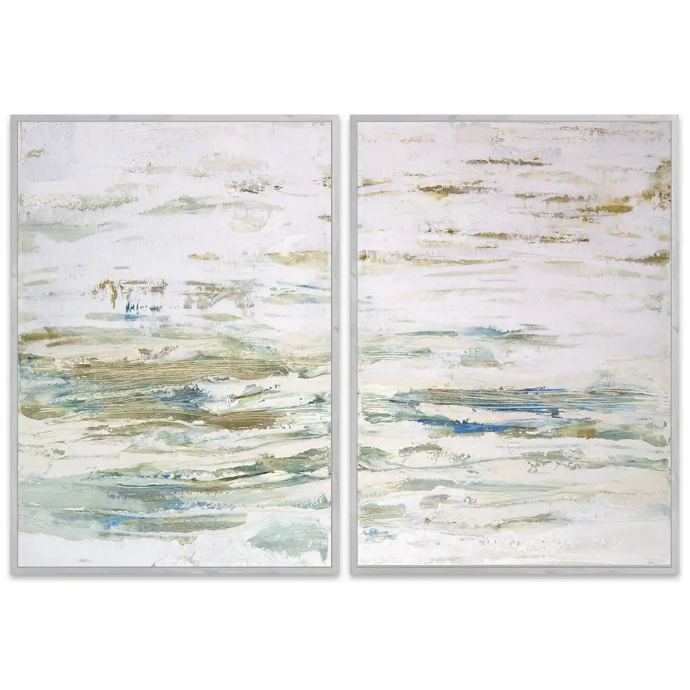 Cuadro pintado a mano inspirado en el mar abstracto contemporáneo