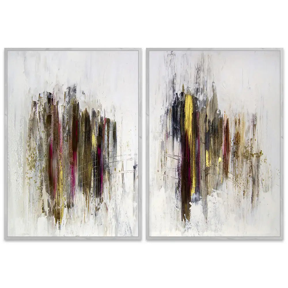 Cuadro abstracto elegante en tonos oscuros y dorados