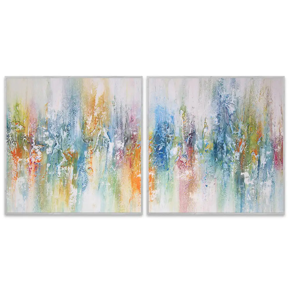 Cuadro abstracto de colores con textura pintado a mano
