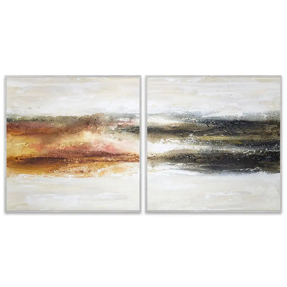 Cuadro abstracto pintado a mano en tonos tierra quemada