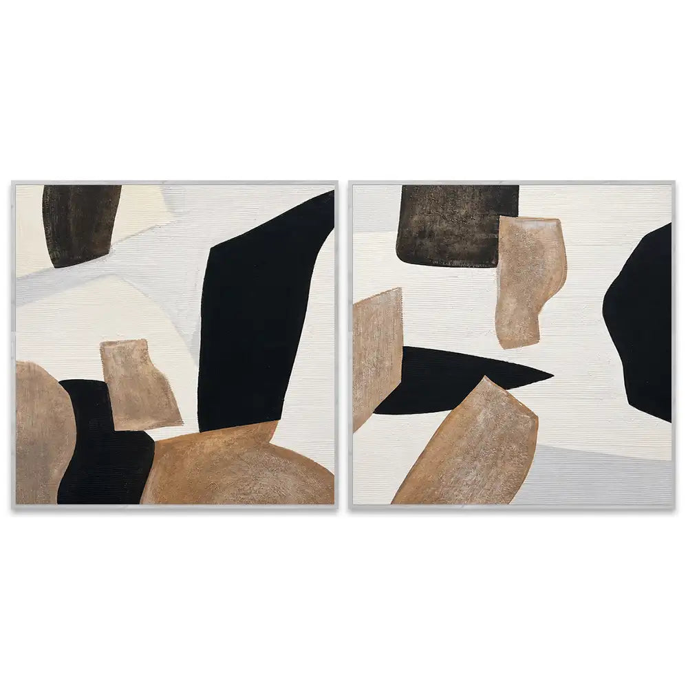Cuadro abstracto pintado a mano con formas orgánicas