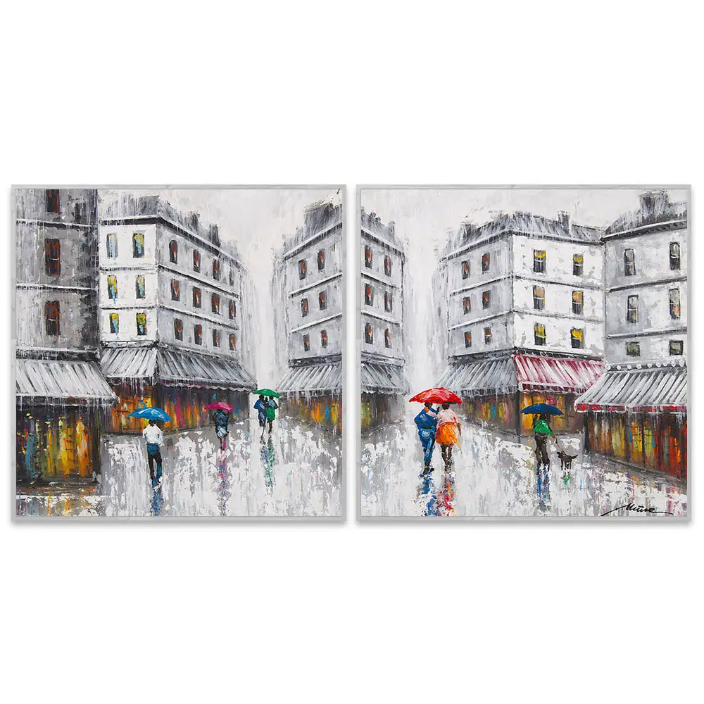 Cuadro con color urbano | Pinturas de ciudad bajo la lluvia