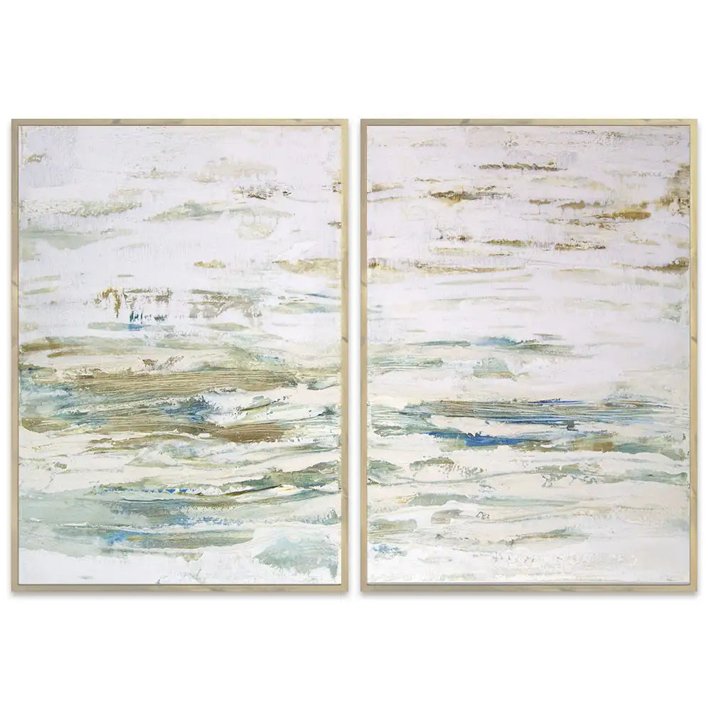 Cuadro pintado a mano inspirado en el mar abstracto contemporáneo