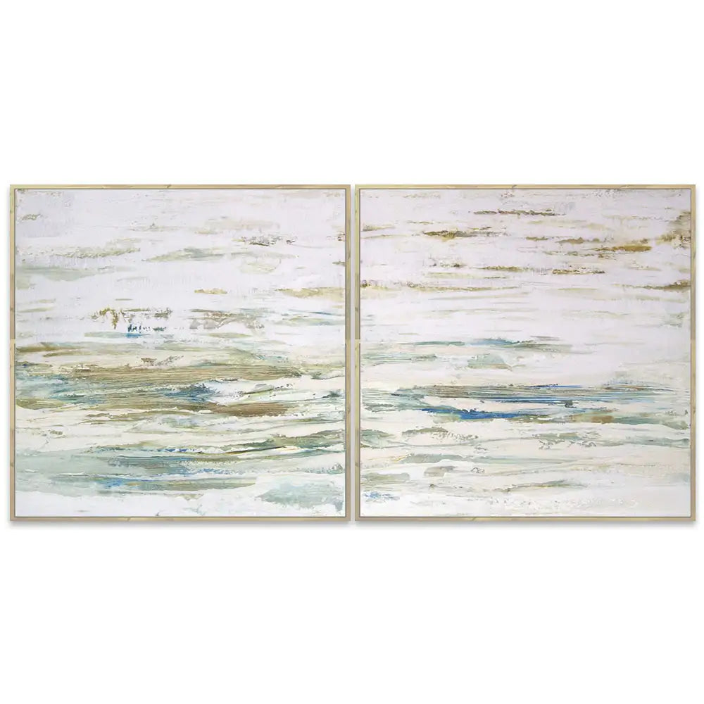 Cuadro pintado a mano inspirado en el mar abstracto contemporáneo