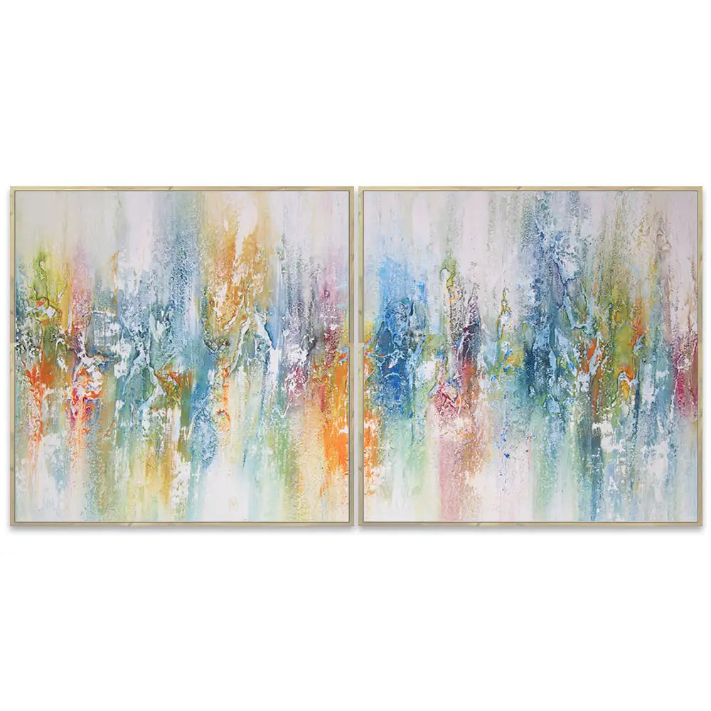 Cuadro abstracto de colores con textura pintado a mano