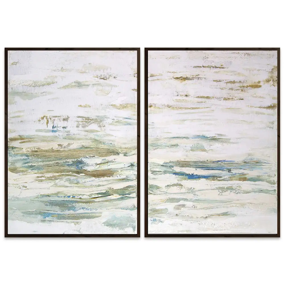 Cuadro pintado a mano inspirado en el mar abstracto contemporáneo