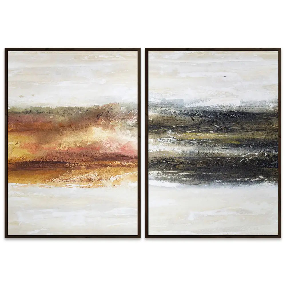 Cuadro abstracto pintado a mano en tonos tierra quemada