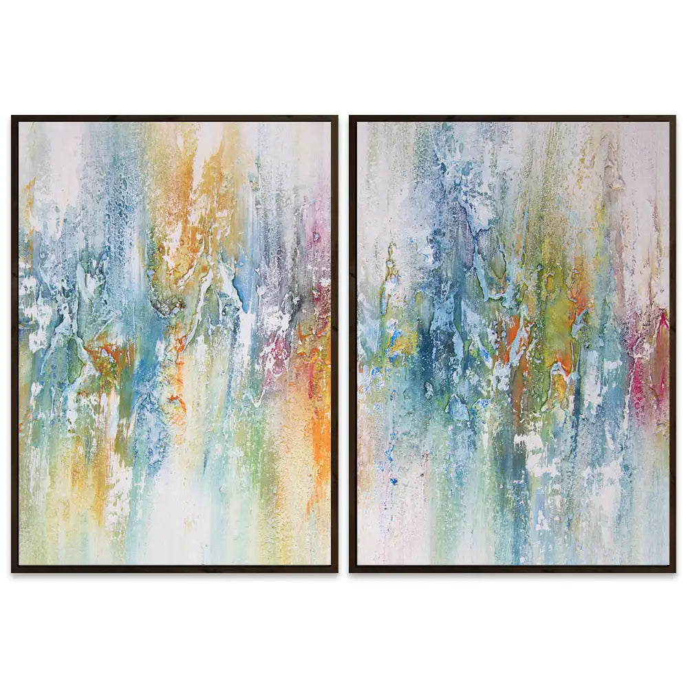 Cuadro abstracto de colores con textura pintado a mano