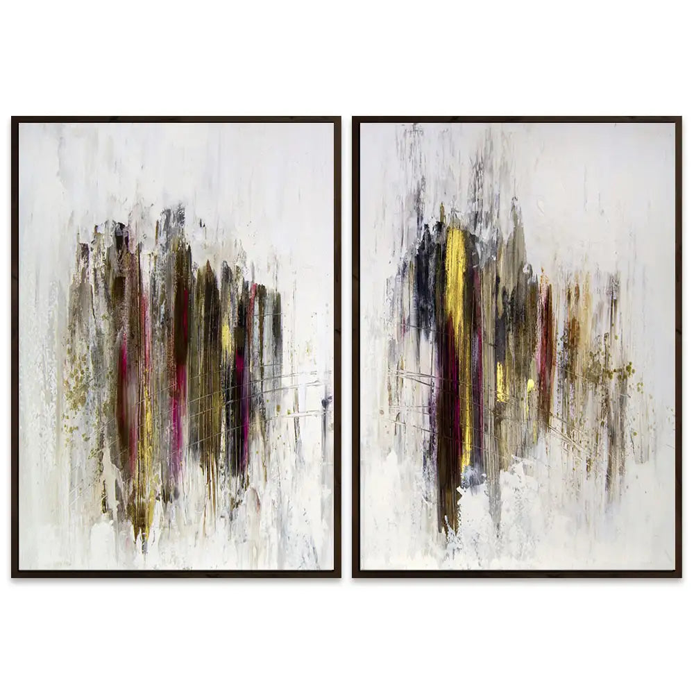 Cuadro abstracto elegante en tonos oscuros y dorados