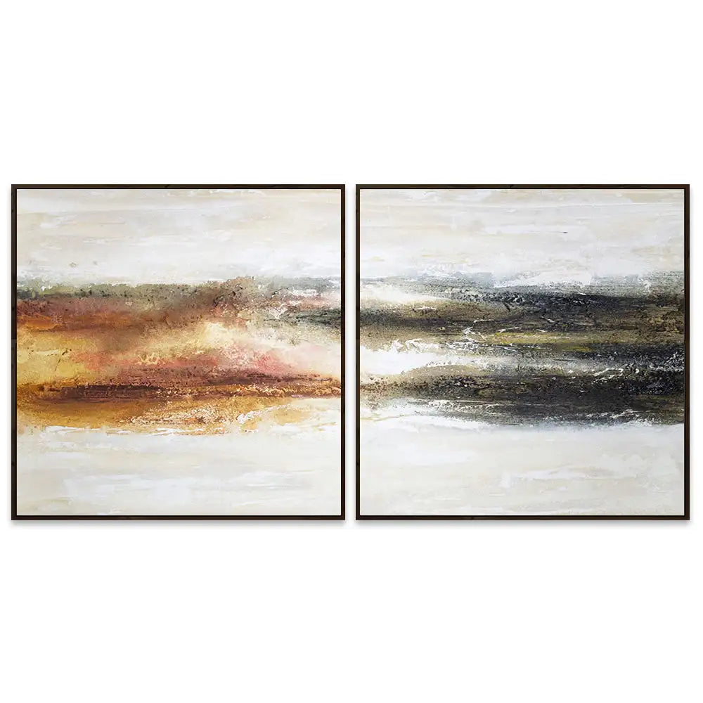 Cuadro abstracto pintado a mano en tonos tierra quemada