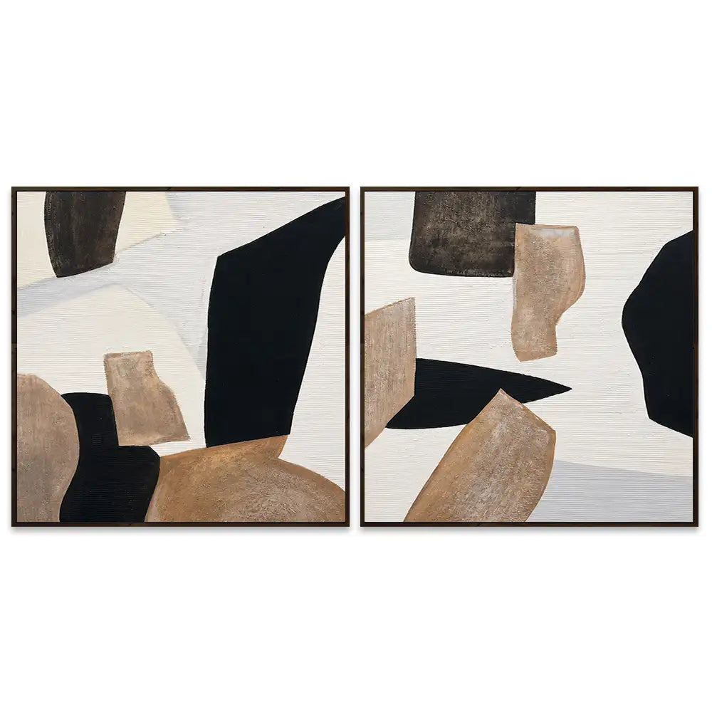 Cuadro abstracto pintado a mano con formas orgánicas