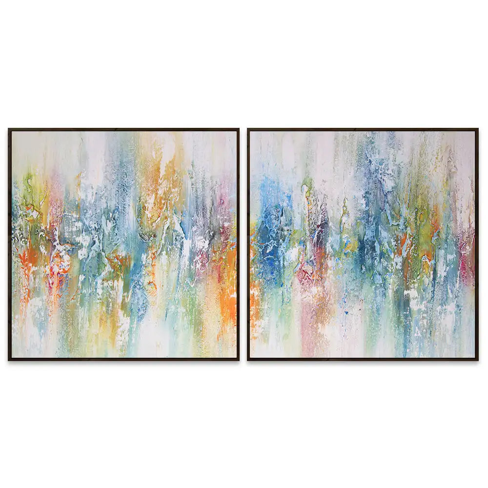 Cuadro abstracto de colores con textura pintado a mano