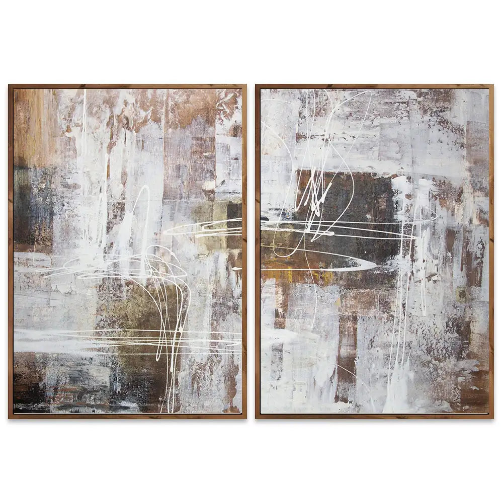 Cuadro abstracto moderno pintado a mano con líneas en blanco