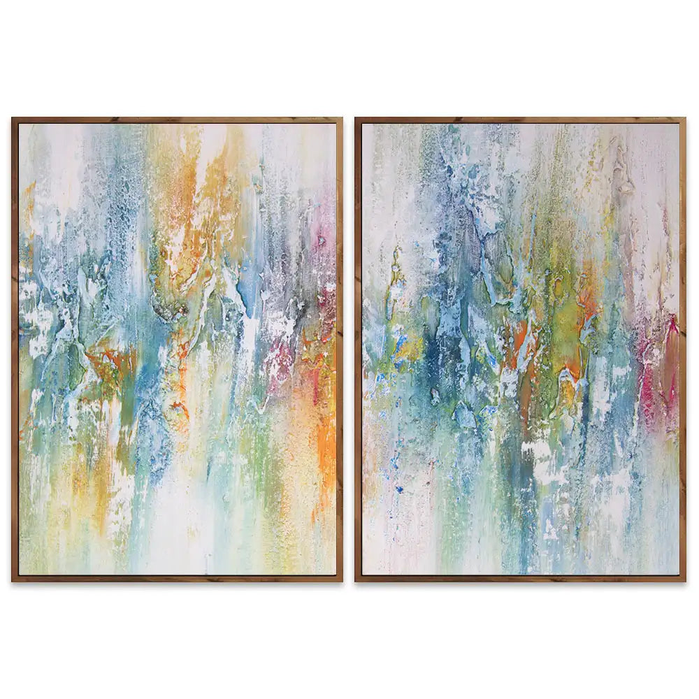 Cuadro abstracto de colores con textura pintado a mano
