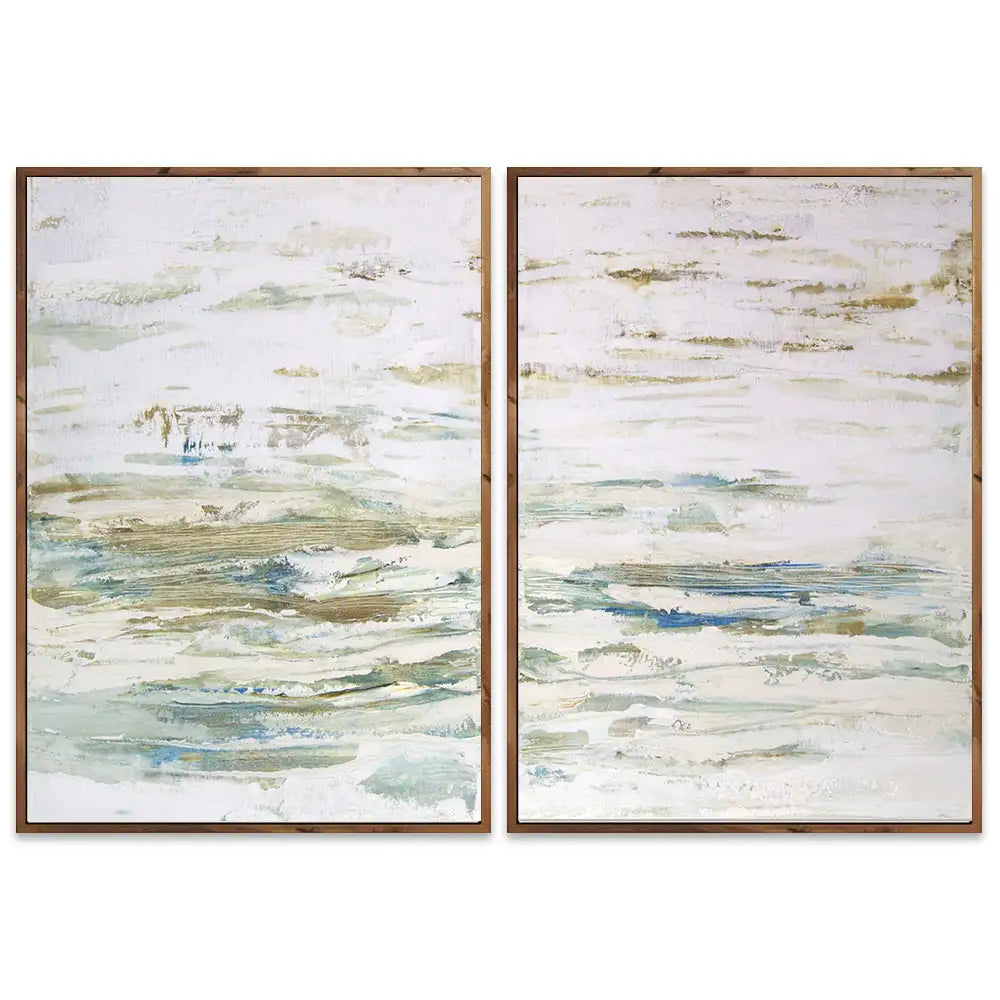 Cuadro pintado a mano inspirado en el mar abstracto contemporáneo
