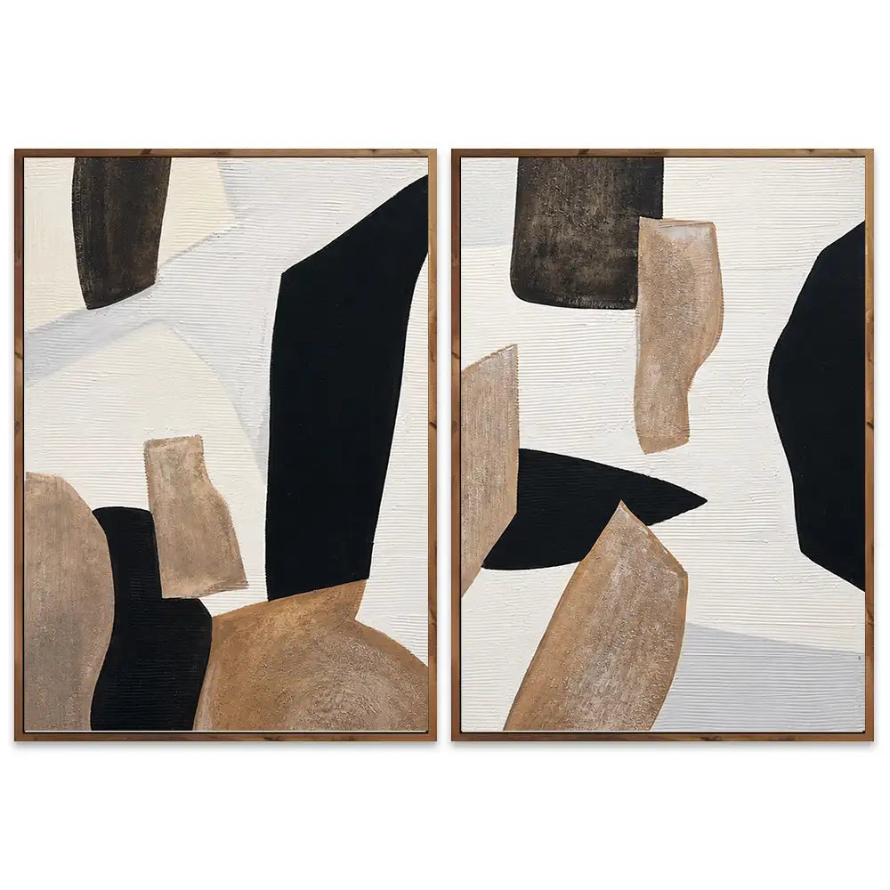 Cuadro abstracto pintado a mano con formas orgánicas