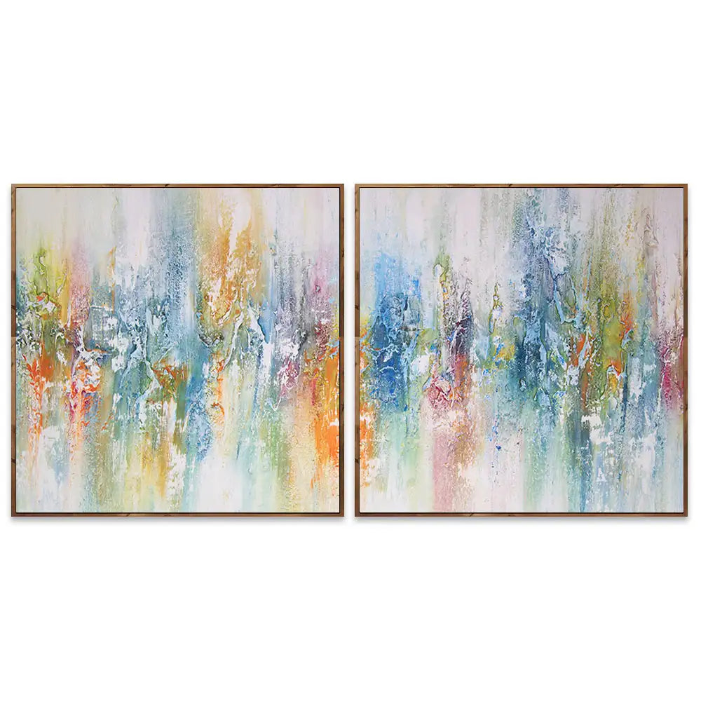 Cuadro abstracto de colores con textura pintado a mano