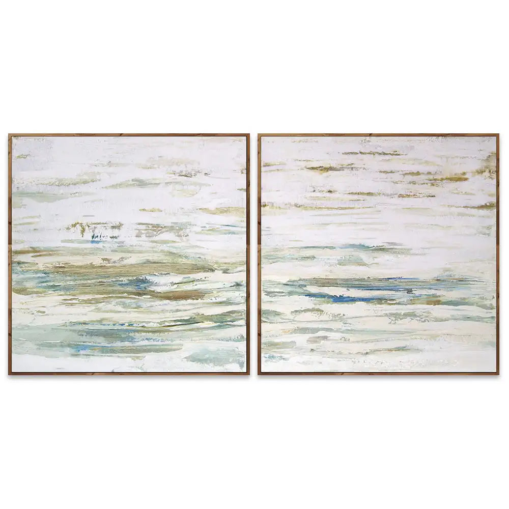 Cuadro pintado a mano inspirado en el mar abstracto contemporáneo