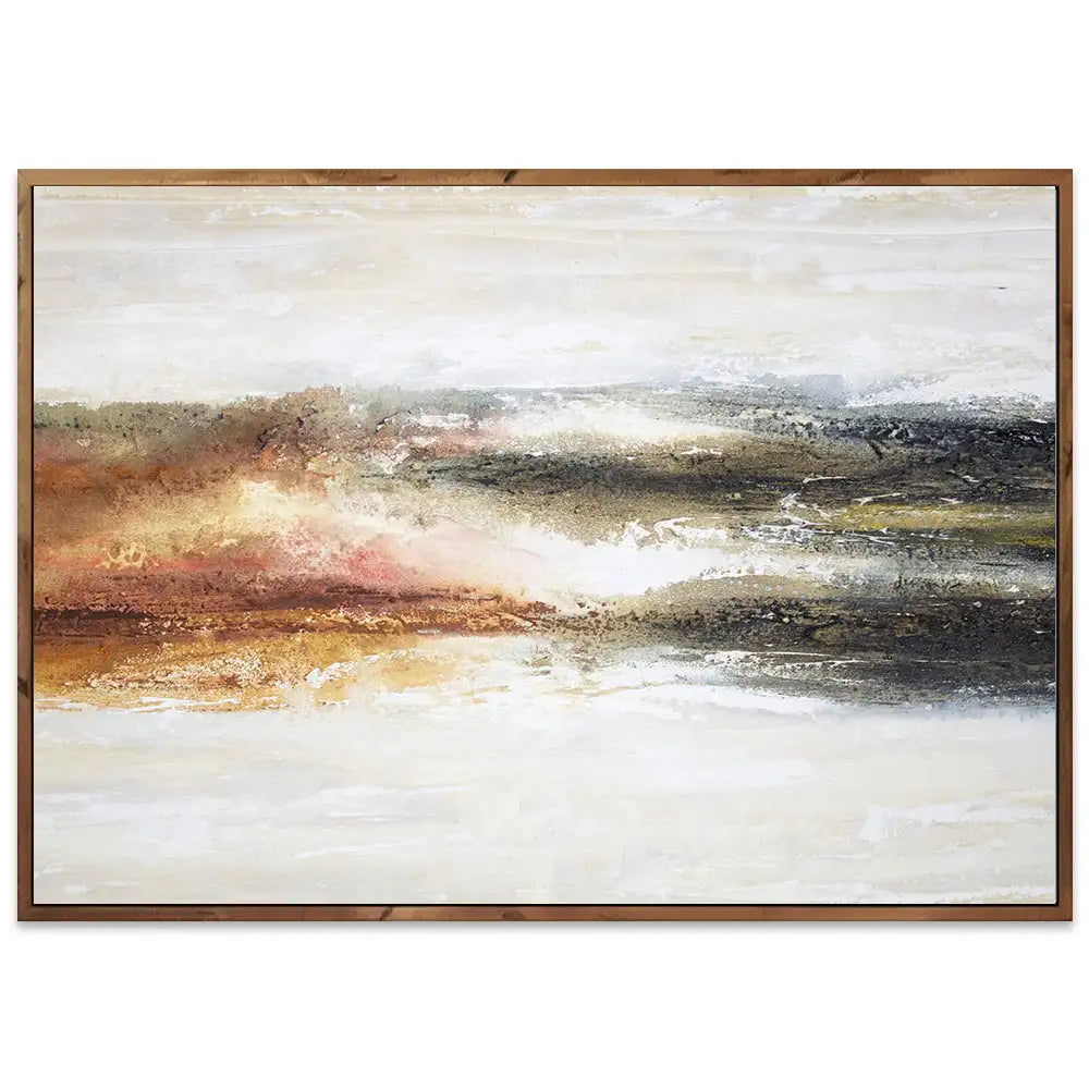 Cuadro abstracto pintado a mano en tonos tierra quemada