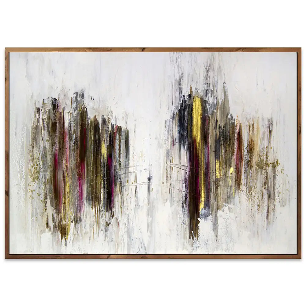Cuadro abstracto elegante en tonos oscuros y dorados