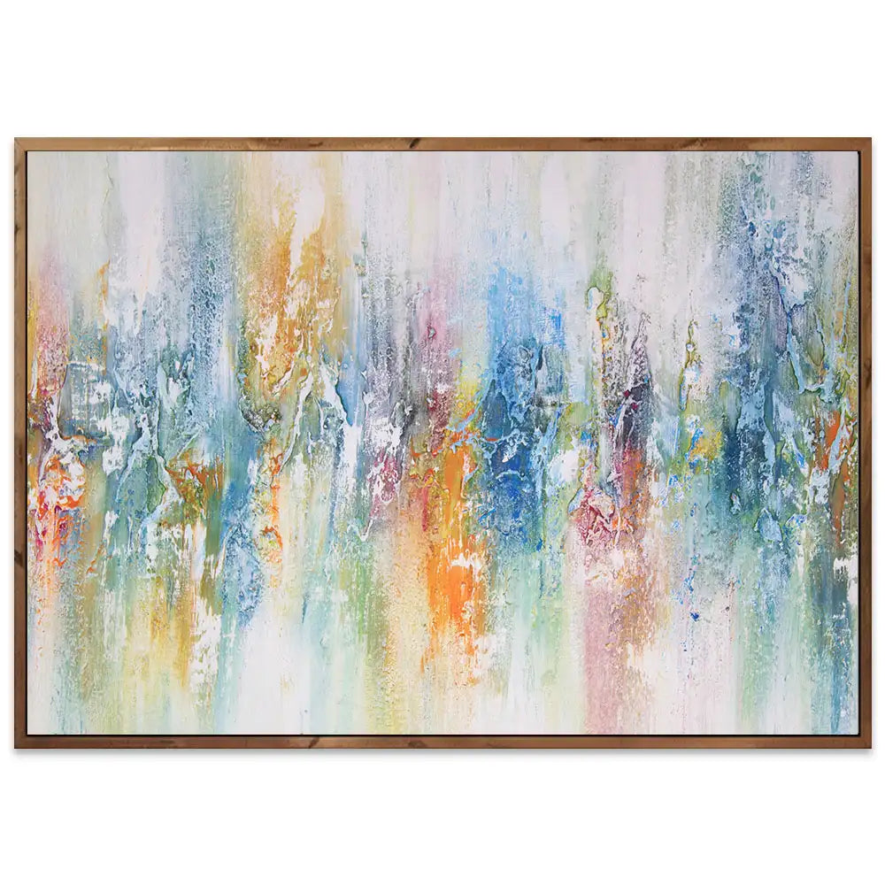 Cuadro abstracto de colores con textura pintado a mano