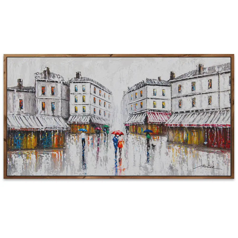 Cuadro con color urbano | Pinturas de ciudad bajo la lluvia