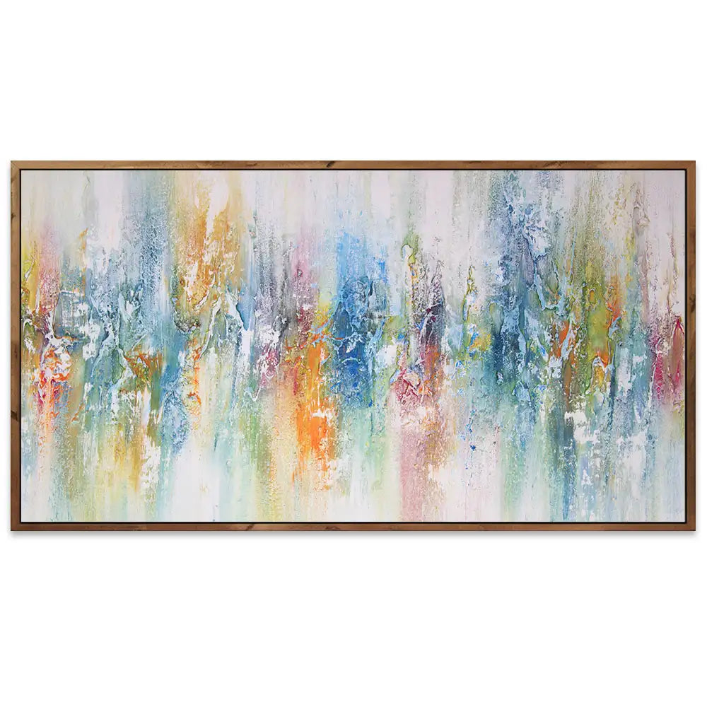 Cuadro abstracto de colores con textura pintado a mano