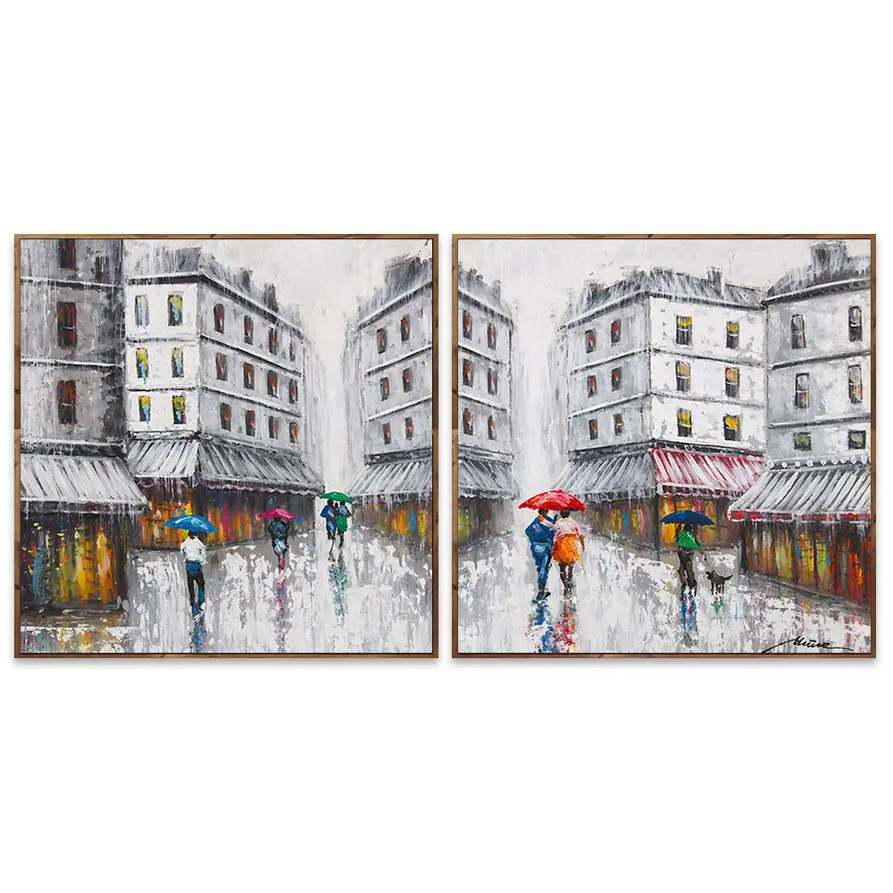 Cuadro con color urbano | Pinturas de ciudad bajo la lluvia