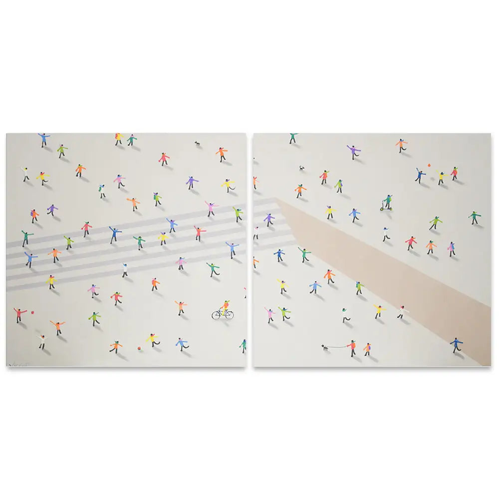 Cuadro decorativo acrílico pintado a mano con figuras