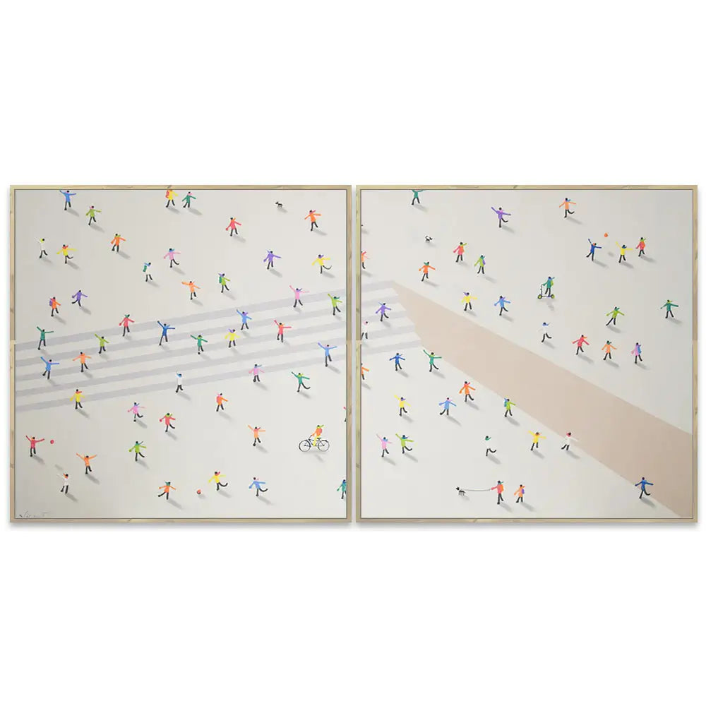 Cuadro decorativo acrílico pintado a mano con figuras