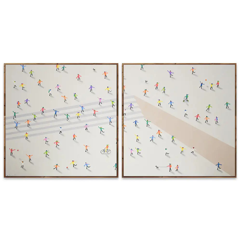 Cuadro decorativo acrílico pintado a mano con figuras