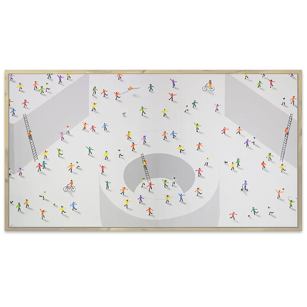 Cuadro arte abstracto pintado a mano en acrílico con figuras