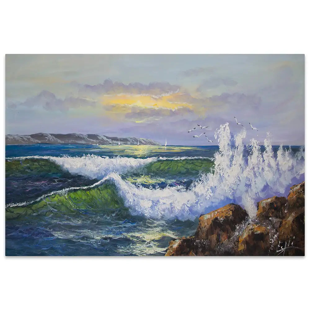 Cuadros de olas de mar | Escena marina en tonos vibrantes
