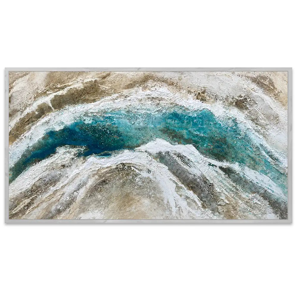 Cuadro pintado a mano para salón en tonos naturales y movimiento visual