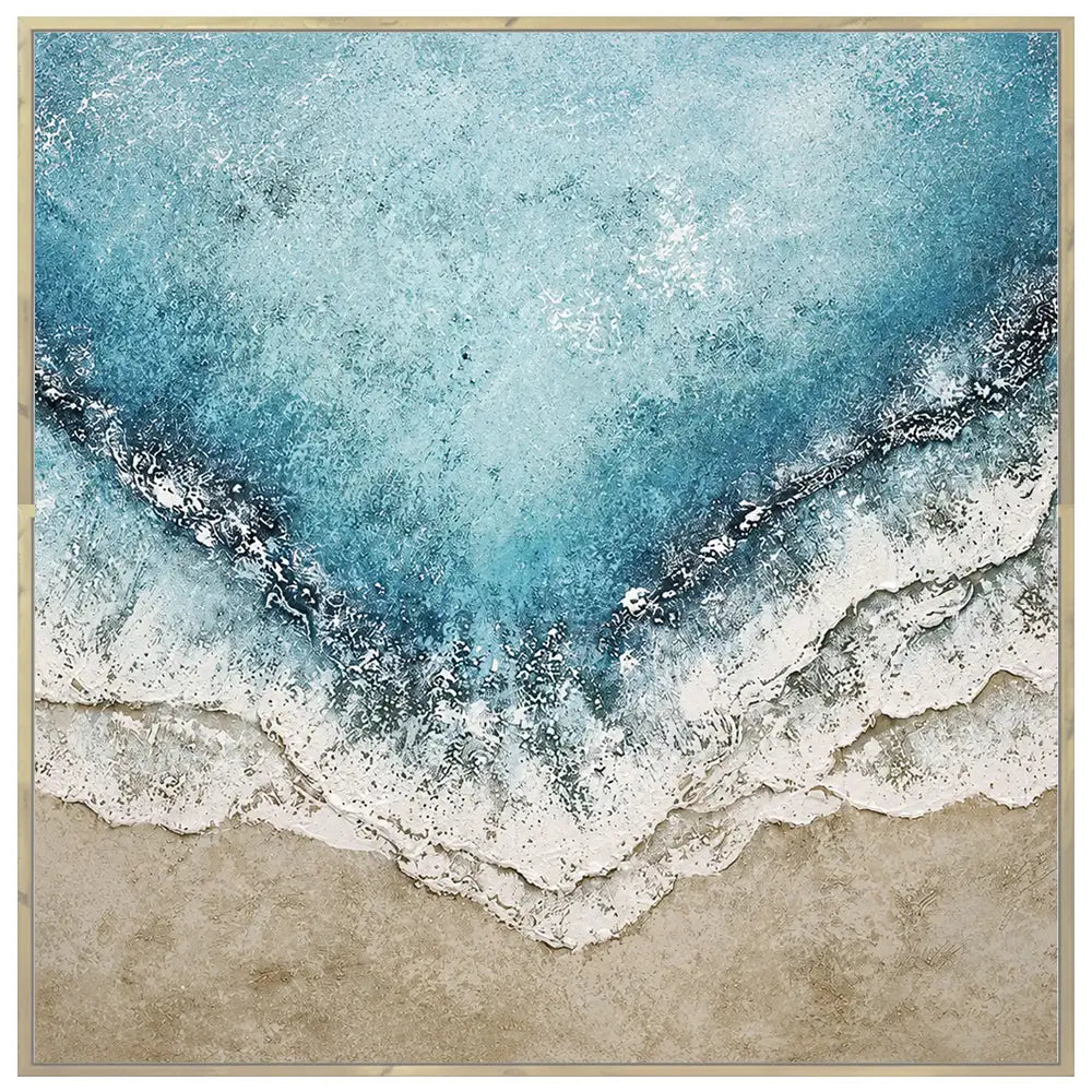 Cuadro azul turquesa inspirado en el mar con textura