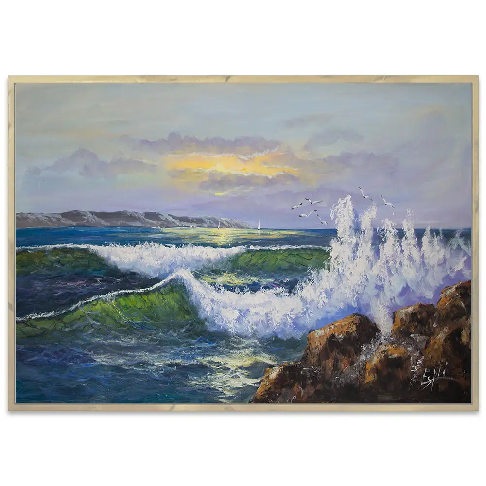 Cuadros de olas de mar | Escena marina en tonos vibrantes