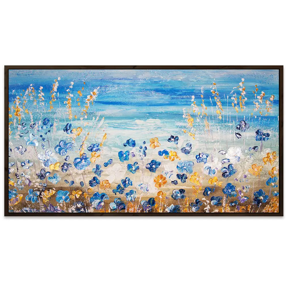 Cuadros pintados a mano del mar y flores silvestres