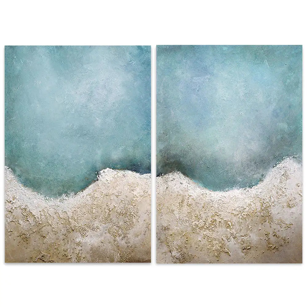 Cuadro azul turquesa inspirado en el mar con textura