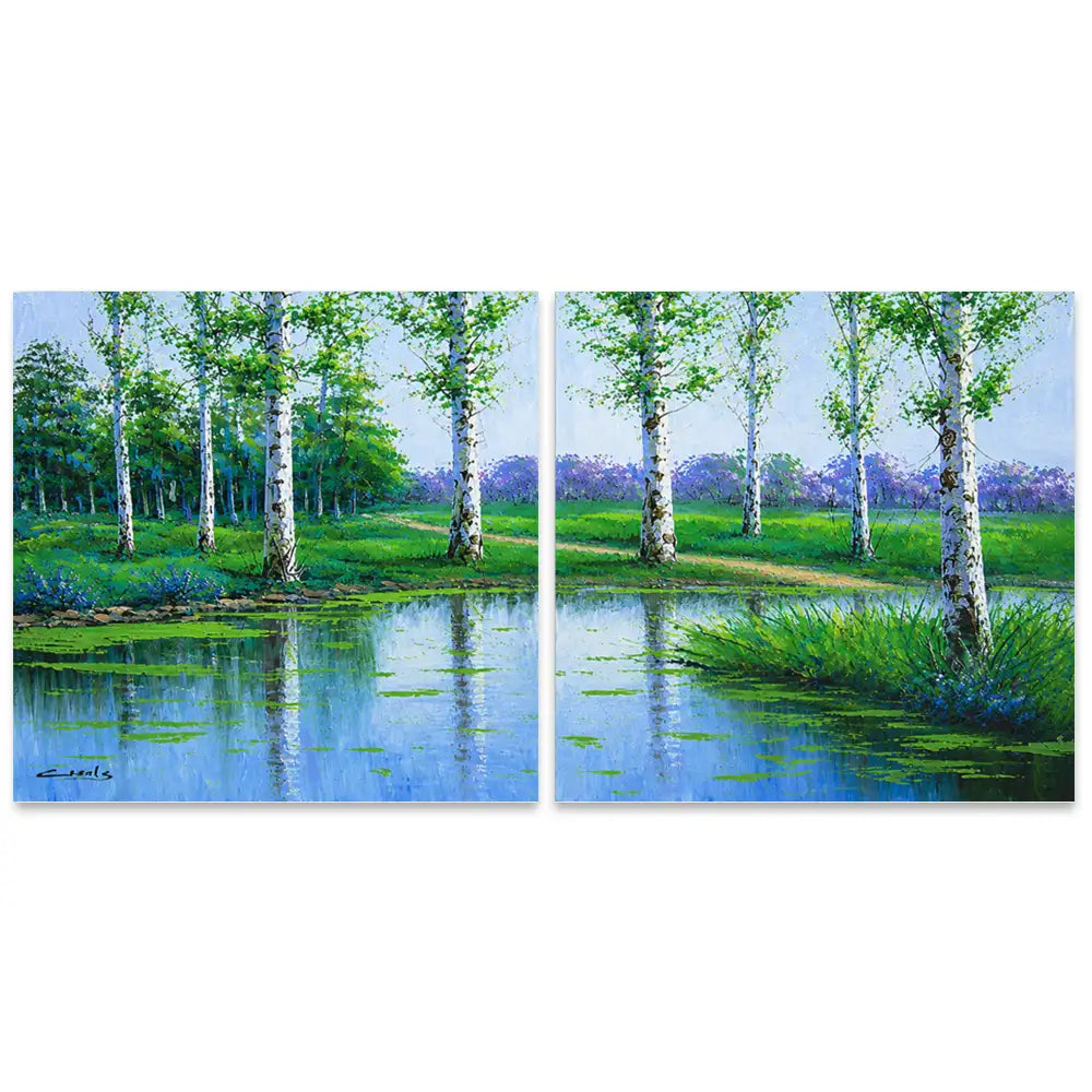 Paisaje vibrante lleno de frescura | Cuadros a mano