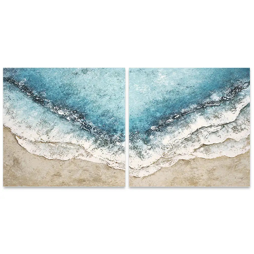 Cuadro azul turquesa inspirado en el mar con textura