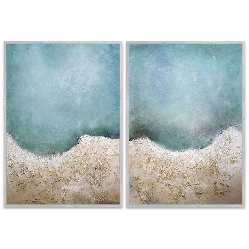 Cuadro azul turquesa inspirado en el mar con textura