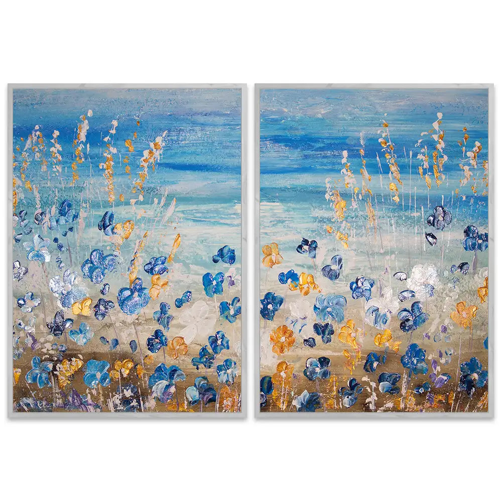 Cuadros pintados a mano del mar y flores silvestres