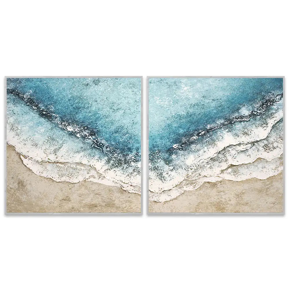 Cuadro azul turquesa inspirado en el mar con textura